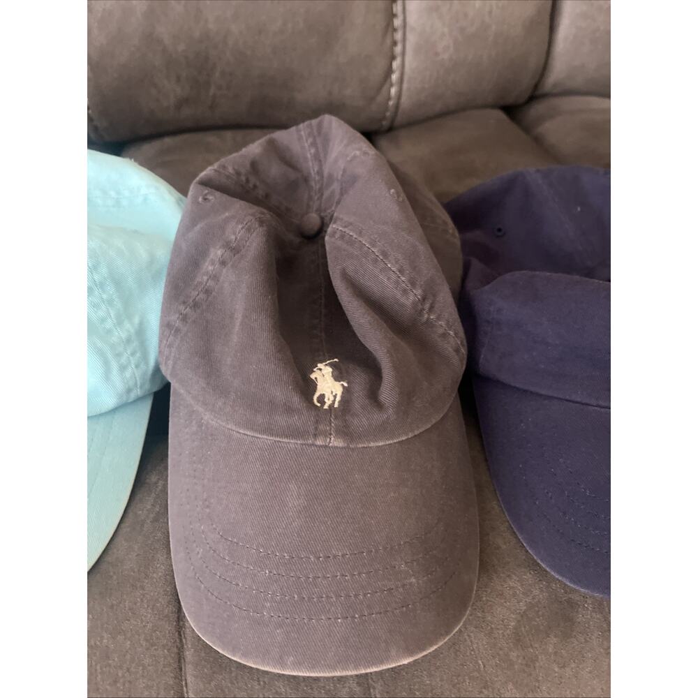 (3) Polo Ralph Lauren Hat Cap Strap Back Blue Mens Yellow Pony Adjustable Casual - Picture 3 of 13